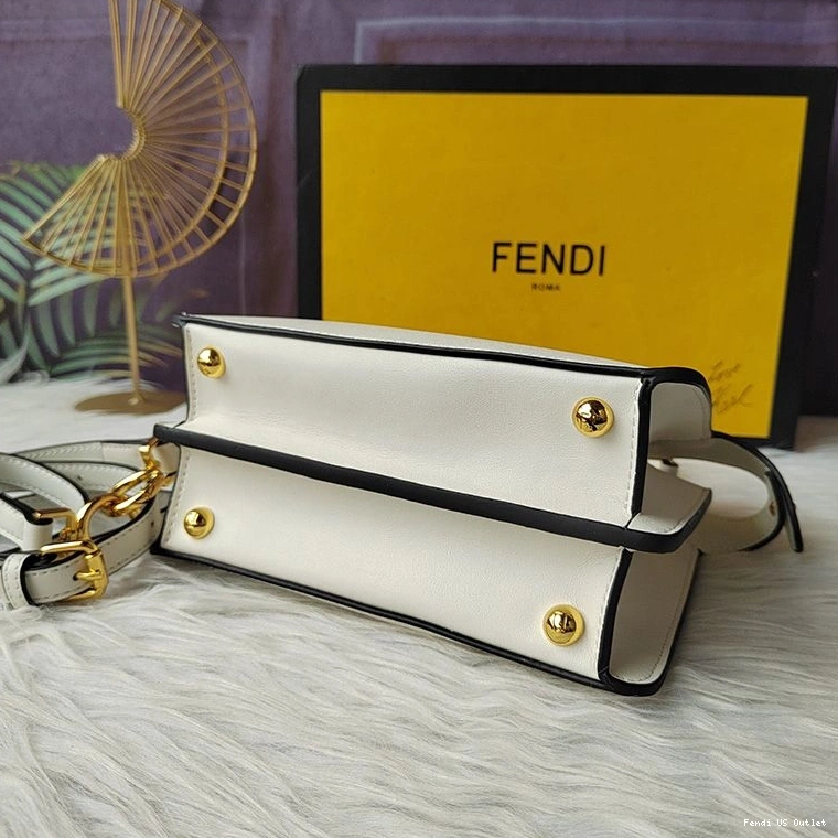 Cheap HOT Bag Fendi White Peekaboo Nappa Leather ISeeU Petite In 0817